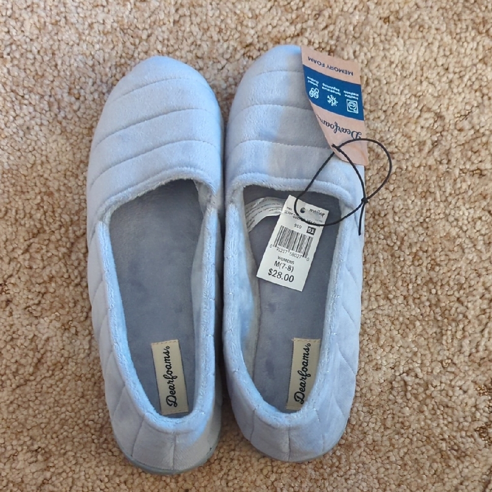 Dearfoams Gray Quilted Slippers Size 7/8
